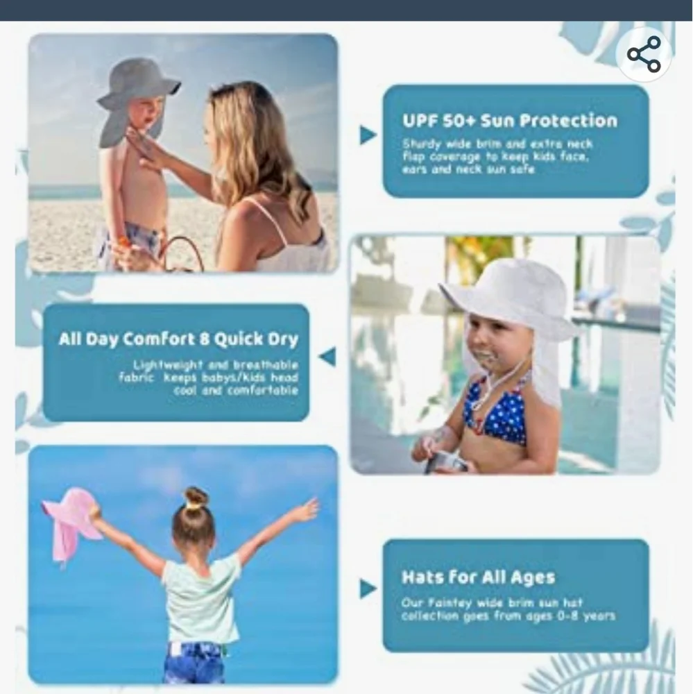 Baby toddler fishing Sun hat. Kids UPF 50+ with brim sun protection with…
